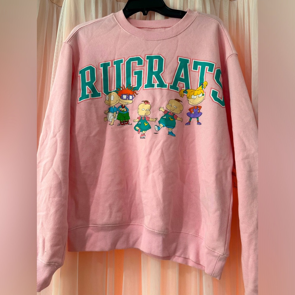 Women Rugrats crewneck in baby pink size s fits a medium with tags Nickelodeon